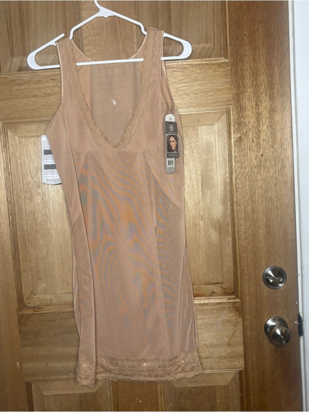 Daisy Fuentes Nude Lace-Trim Slip Dress size XL